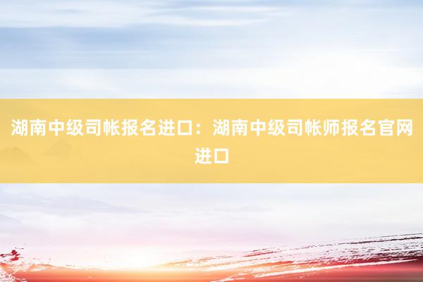 湖南中级司帐报名进口：湖南中级司帐师报名官网进口